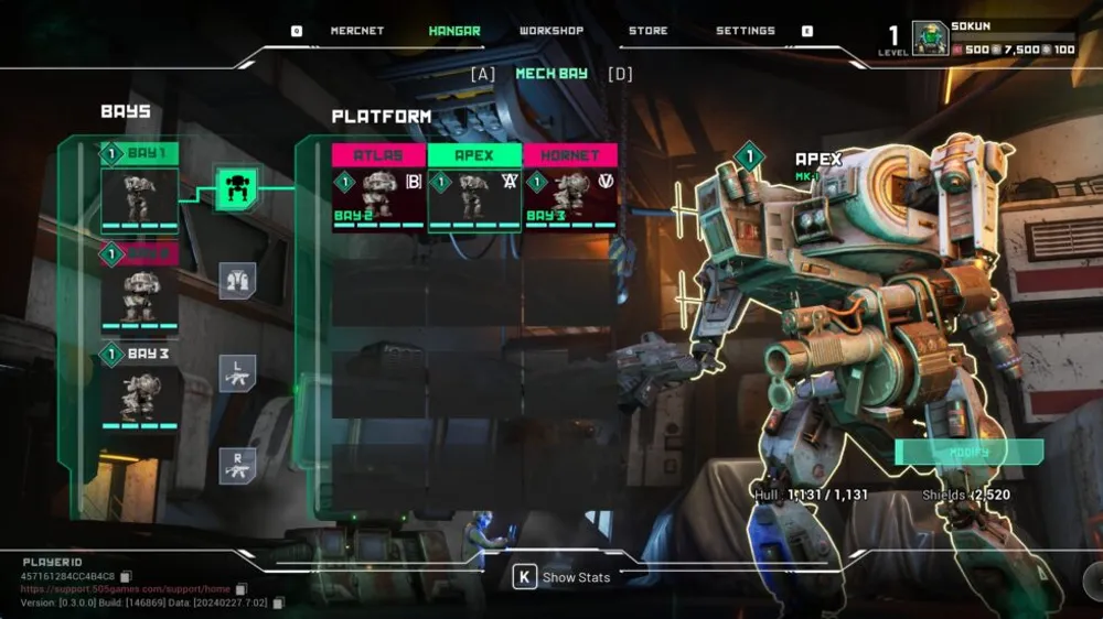 Hawken - Mechbay Menu