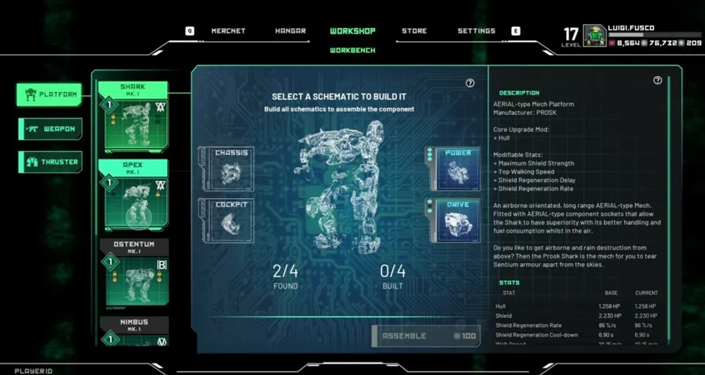 Hawken - Workshop Menu