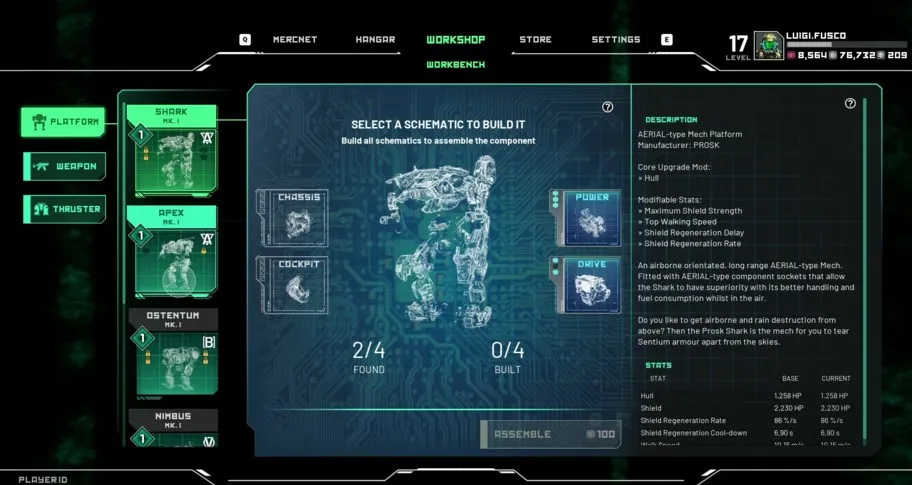 Hawken - Workshop Menu